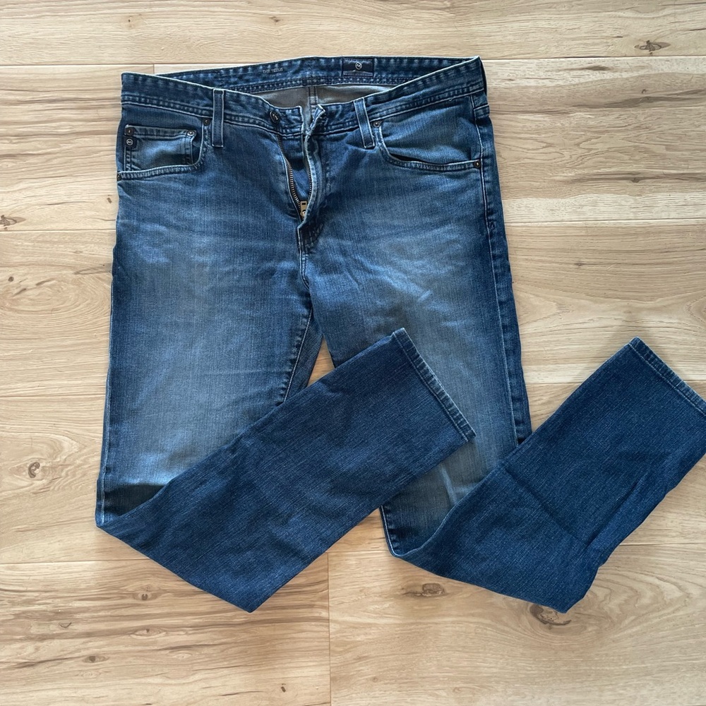 AG Adriano Goldschmied Dark Blue Slim Straight Jeans 34x32
